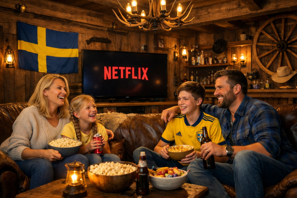 familj som väljer filmer