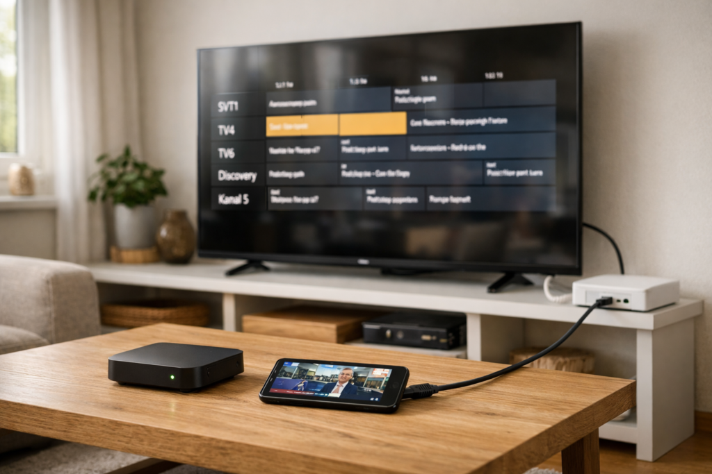 Enheter som visar svenska kanaler streaming via svensk iptv